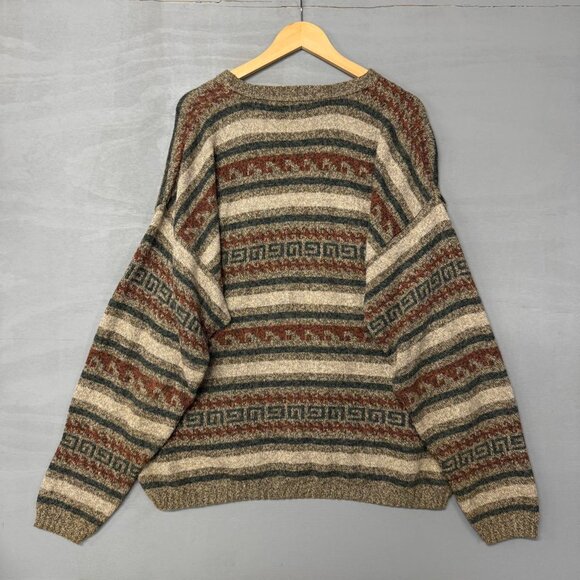 Vintage St. John’s Bay Retro Aztec Striped Oversized Brown Sweater XL - Picture 2 of 6